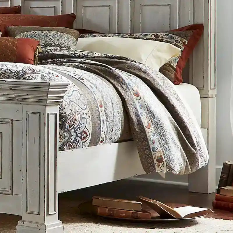 Grand lit Queen en bois vieilli Whitestone Big Valley