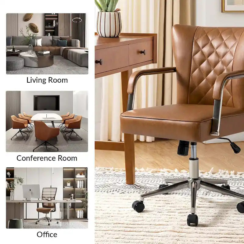 Chaise de bureau pivotante Felice à hauteur réglable et capitonnage en losanges par HULALA HOME
