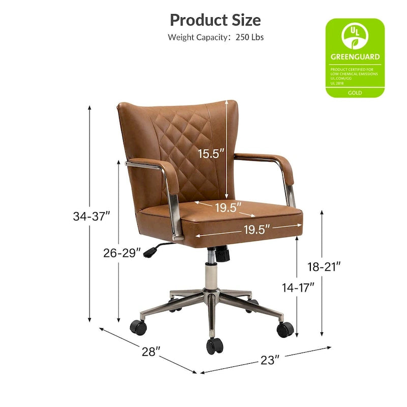 Chaise de bureau pivotante Felice à hauteur réglable et capitonnage en losanges par HULALA HOME