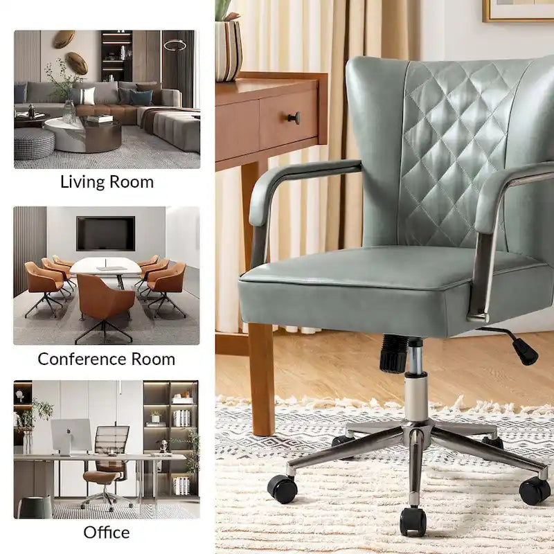 Chaise de bureau pivotante Felice à hauteur réglable et capitonnage en losanges par HULALA HOME