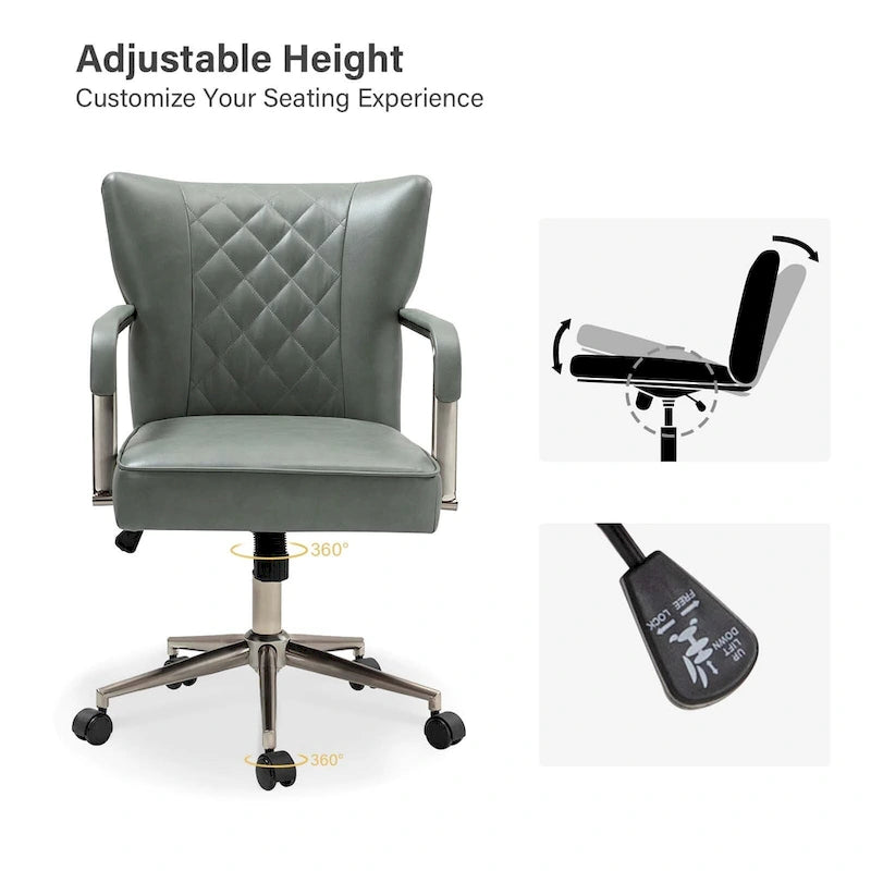 Chaise de bureau pivotante Felice à hauteur réglable et capitonnage en losanges par HULALA HOME