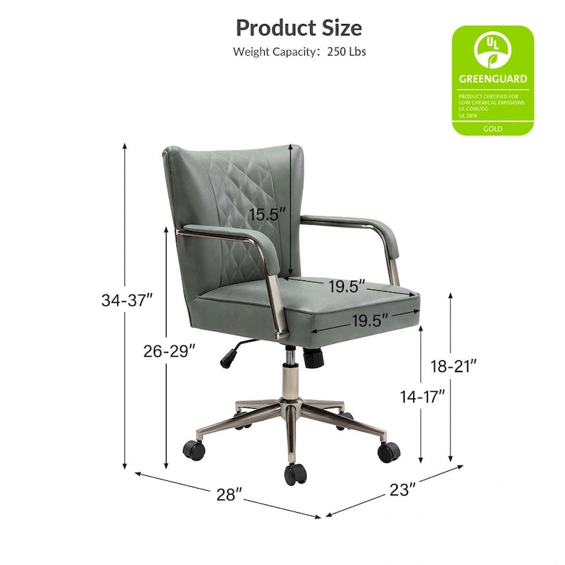 Chaise de bureau pivotante Felice à hauteur réglable et capitonnage en losanges par HULALA HOME