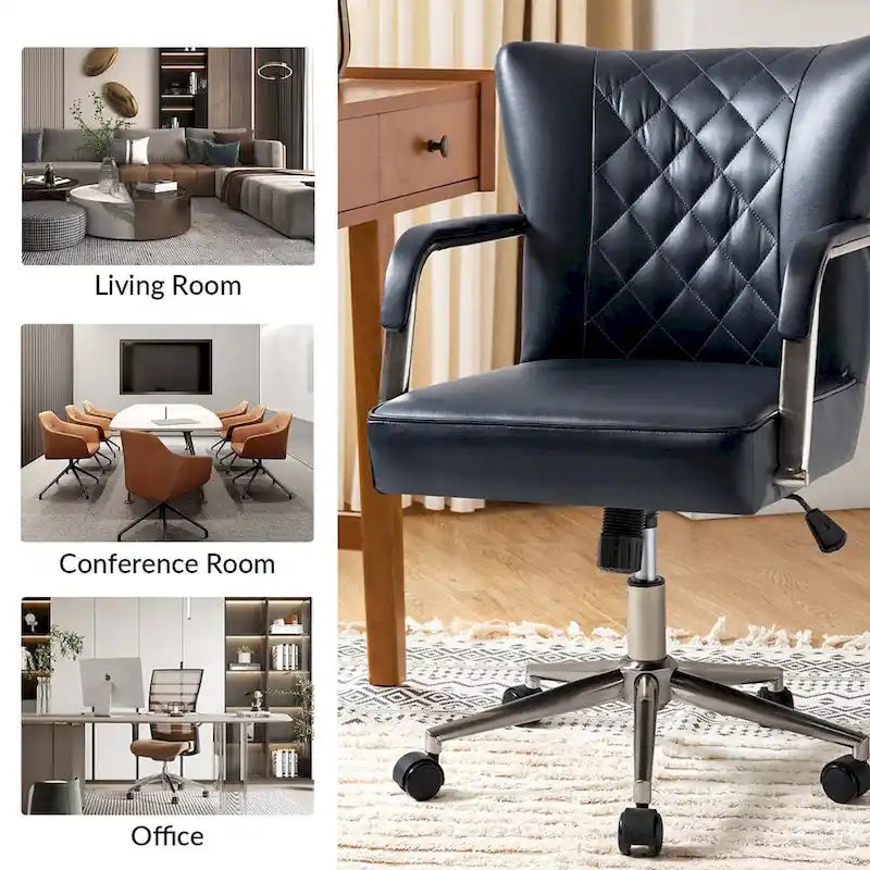 Chaise de bureau pivotante Felice à hauteur réglable et capitonnage en losanges par HULALA HOME