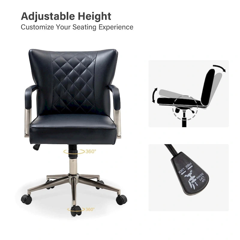 Chaise de bureau pivotante Felice à hauteur réglable et capitonnage en losanges par HULALA HOME