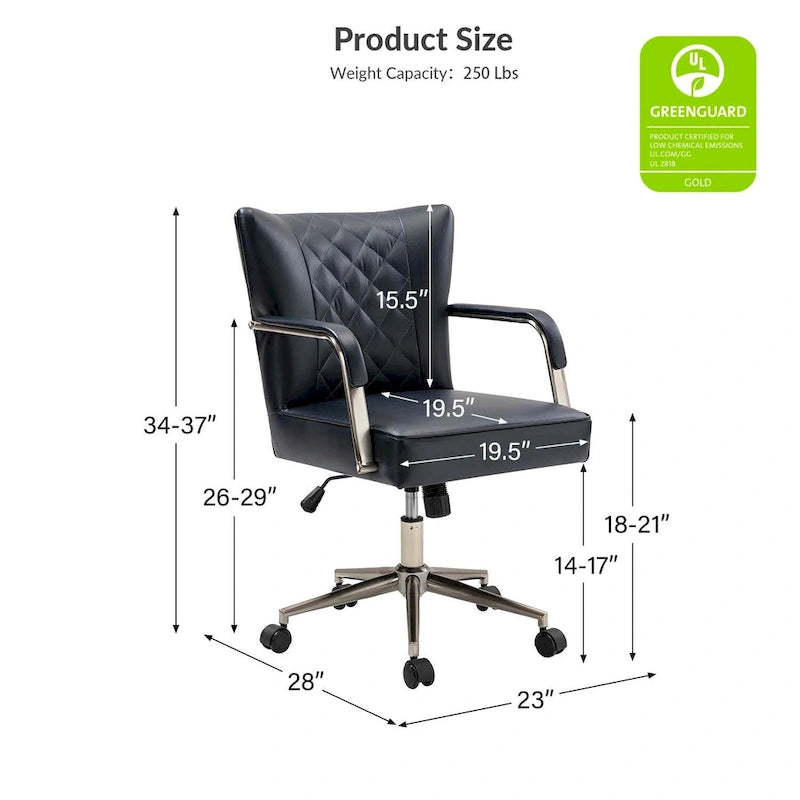 Chaise de bureau pivotante Felice à hauteur réglable et capitonnage en losanges par HULALA HOME