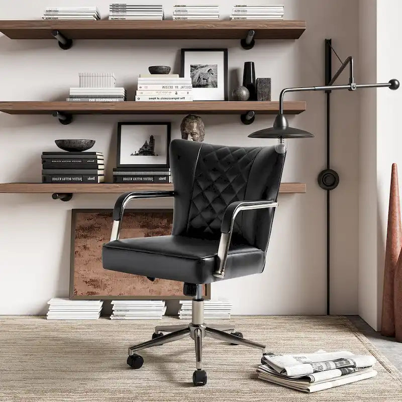 Chaise de bureau pivotante Felice à hauteur réglable et capitonnage en losanges par HULALA HOME