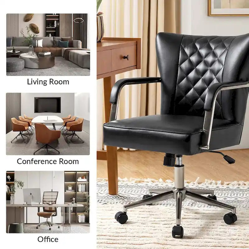 Chaise de bureau pivotante Felice à hauteur réglable et capitonnage en losanges par HULALA HOME