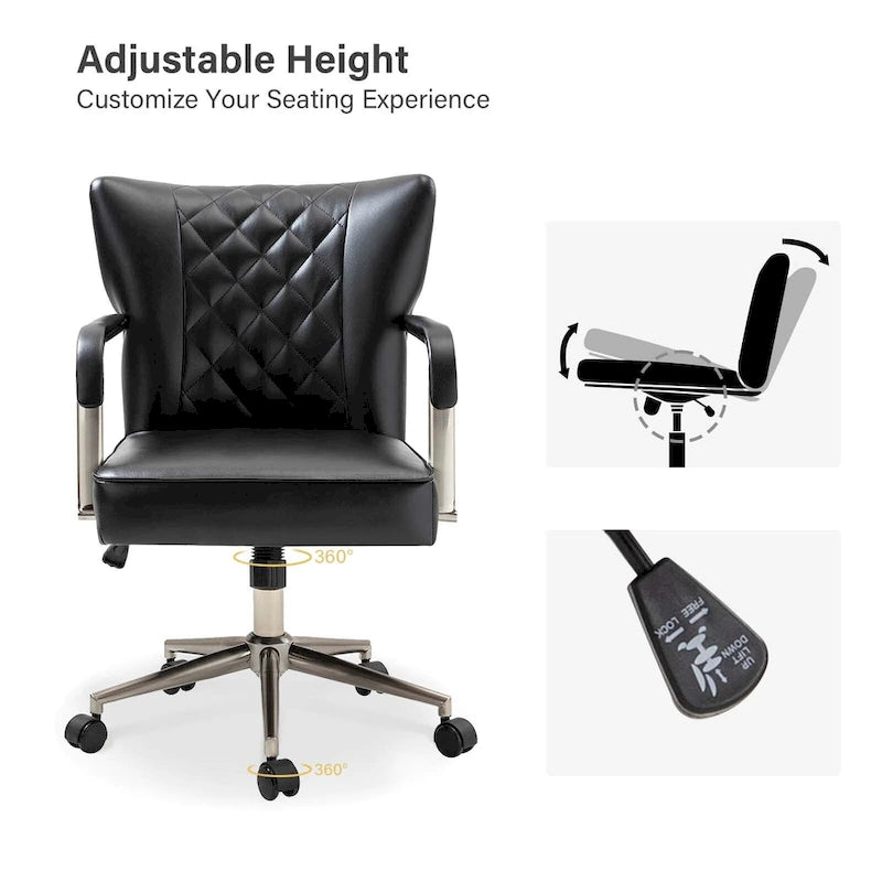 Chaise de bureau pivotante Felice à hauteur réglable et capitonnage en losanges par HULALA HOME