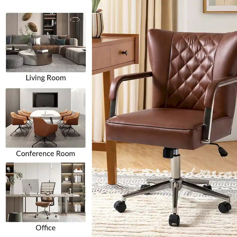 Chaise de bureau pivotante Felice à hauteur réglable et capitonnage en losanges par HULALA HOME