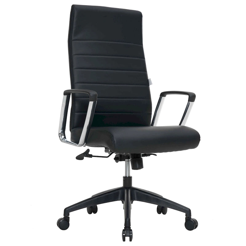Chaise de bureau de conférence LeisureMod Hilton moderne à dossier haut en cuir
