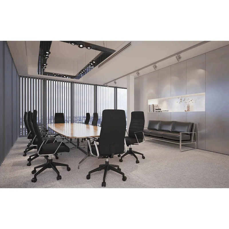 Chaise de bureau de conférence LeisureMod Hilton moderne à dossier haut en cuir