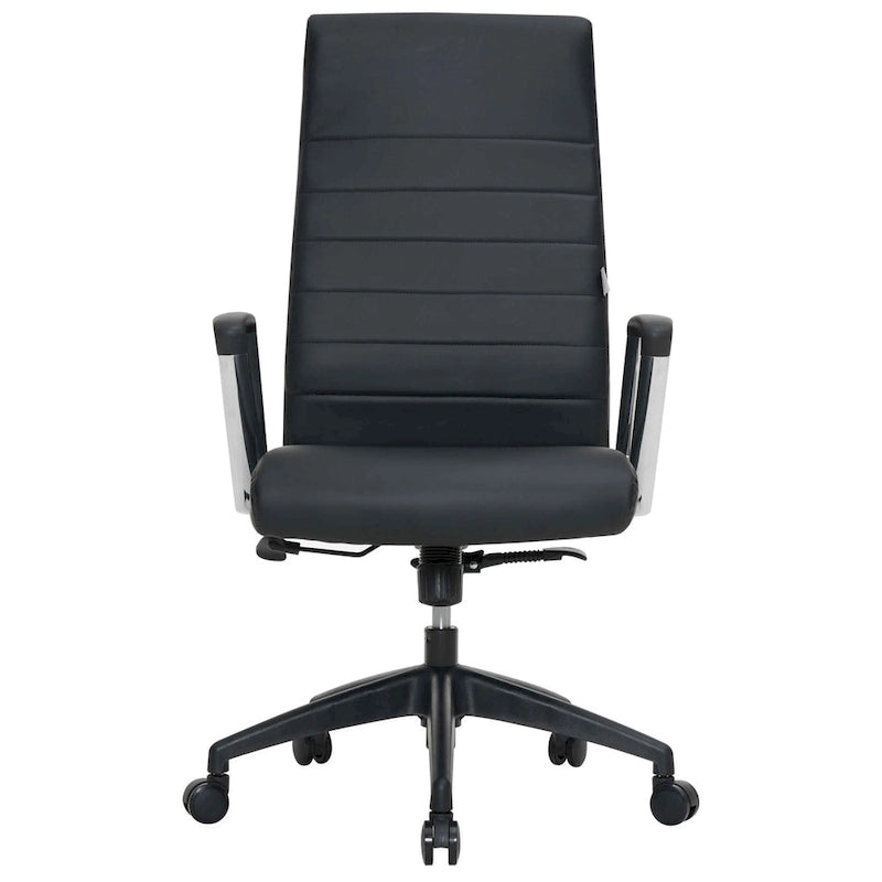Chaise de bureau de conférence LeisureMod Hilton moderne à dossier haut en cuir