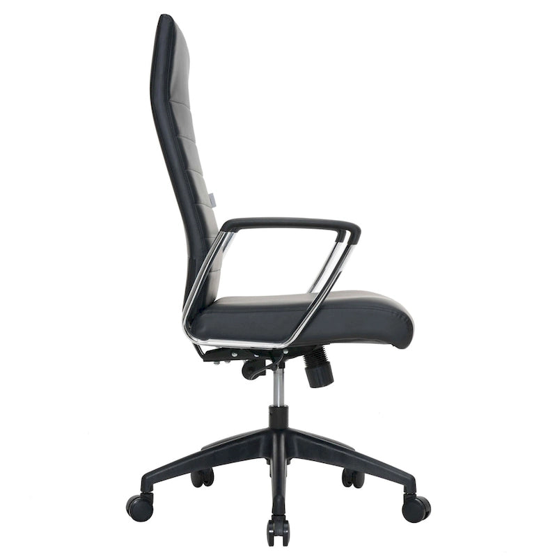 Chaise de bureau de conférence LeisureMod Hilton moderne à dossier haut en cuir