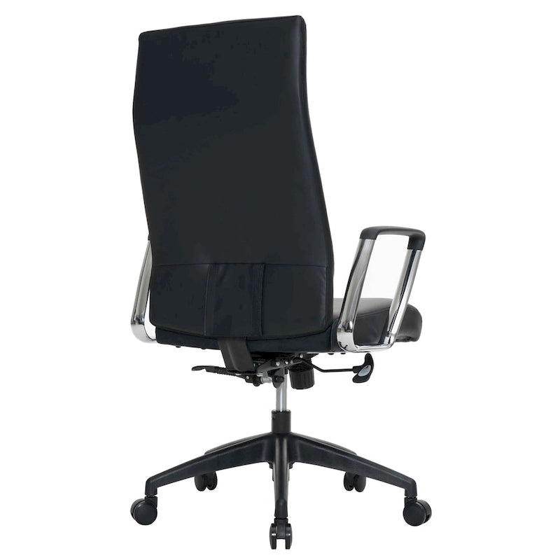 Chaise de bureau de conférence LeisureMod Hilton moderne à dossier haut en cuir