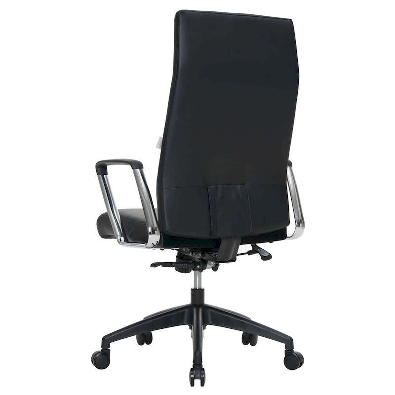 Chaise de bureau de conférence LeisureMod Hilton moderne à dossier haut en cuir