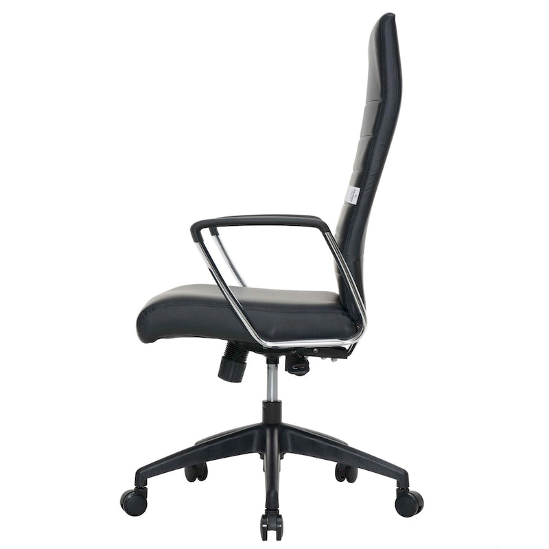 Chaise de bureau de conférence LeisureMod Hilton moderne à dossier haut en cuir