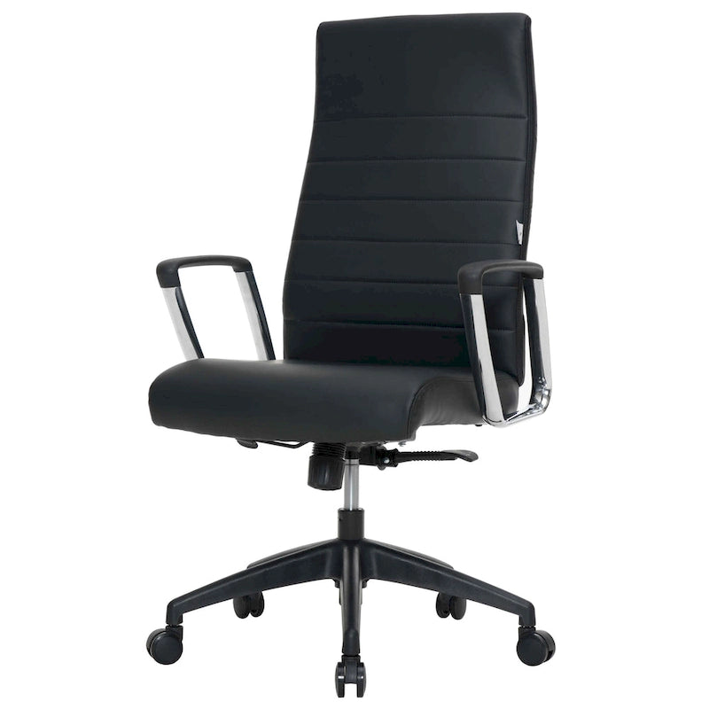Chaise de bureau de conférence LeisureMod Hilton moderne à dossier haut en cuir