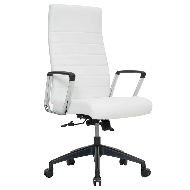 Chaise de bureau de conférence LeisureMod Hilton moderne à dossier haut en cuir