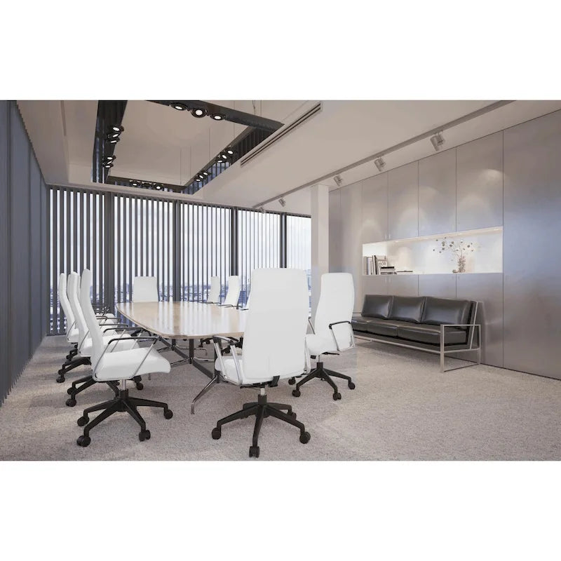 Chaise de bureau de conférence LeisureMod Hilton moderne à dossier haut en cuir