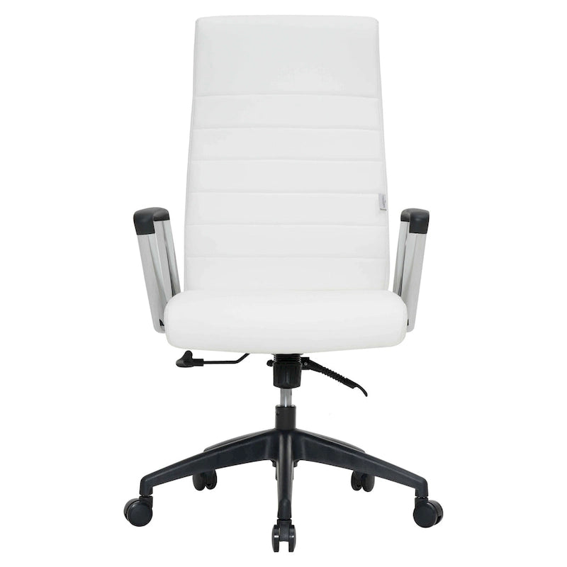 Chaise de bureau de conférence LeisureMod Hilton moderne à dossier haut en cuir