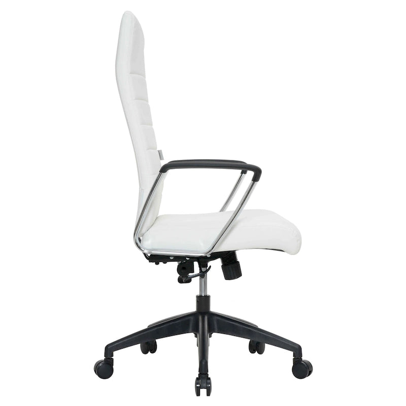 Chaise de bureau de conférence LeisureMod Hilton moderne à dossier haut en cuir