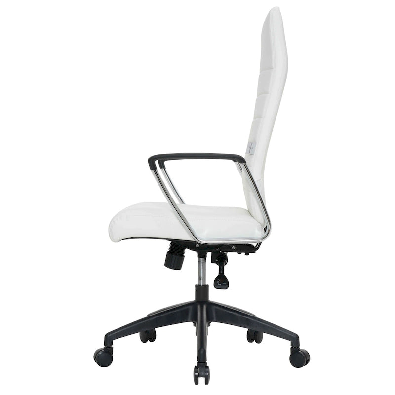 Chaise de bureau de conférence LeisureMod Hilton moderne à dossier haut en cuir