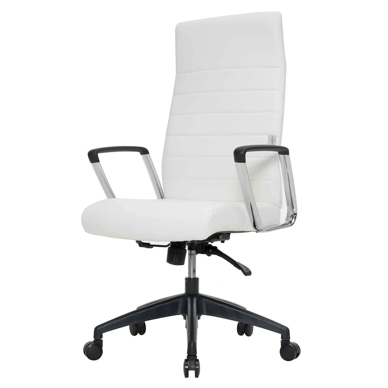 Chaise de bureau de conférence LeisureMod Hilton moderne à dossier haut en cuir
