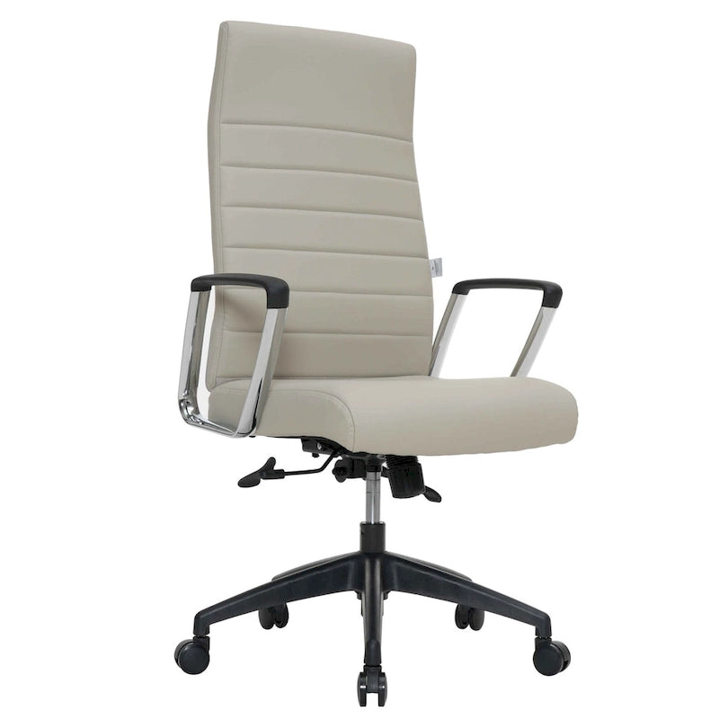 Chaise de bureau de conférence LeisureMod Hilton moderne à dossier haut en cuir