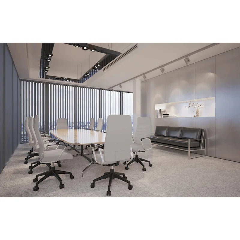 Chaise de bureau de conférence LeisureMod Hilton moderne à dossier haut en cuir
