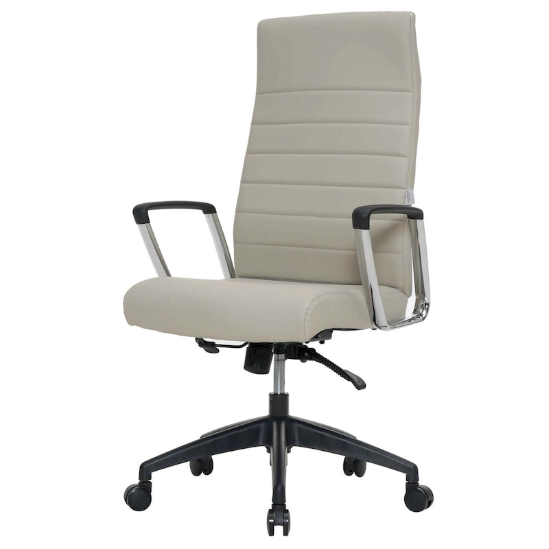 Chaise de bureau de conférence LeisureMod Hilton moderne à dossier haut en cuir