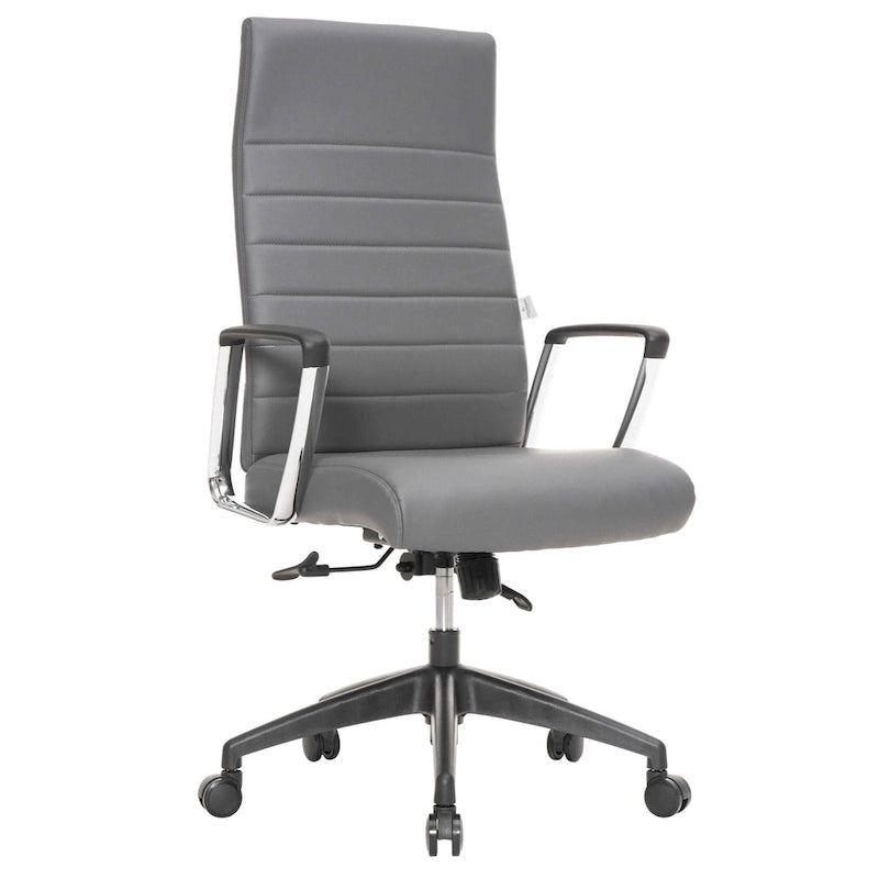 Chaise de bureau de conférence LeisureMod Hilton moderne à dossier haut en cuir