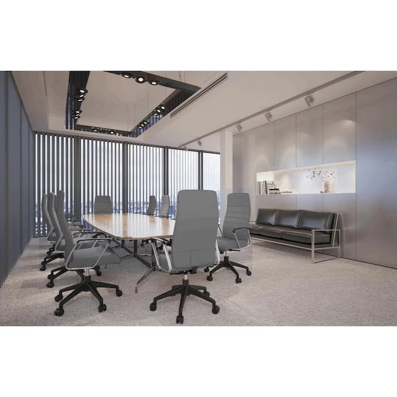 Chaise de bureau de conférence LeisureMod Hilton moderne à dossier haut en cuir