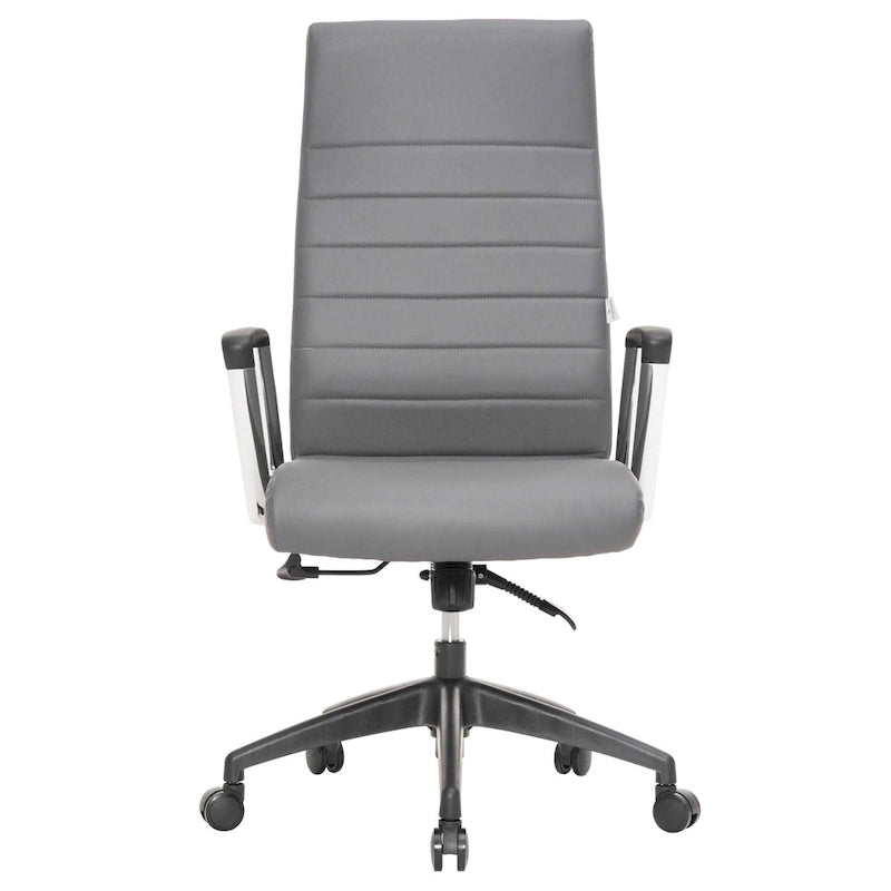 Chaise de bureau de conférence LeisureMod Hilton moderne à dossier haut en cuir