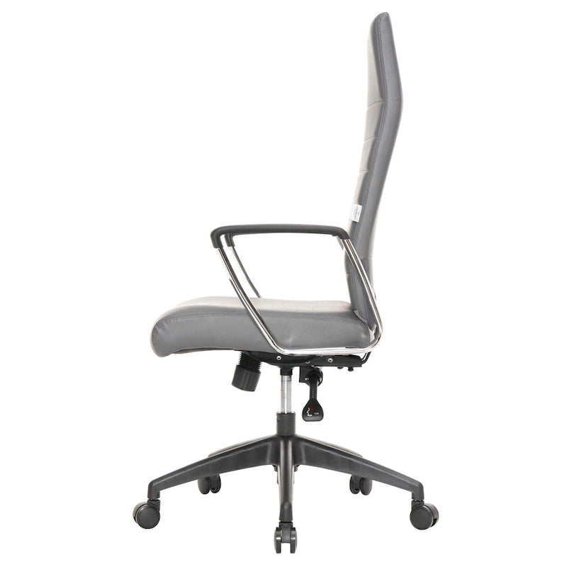 Chaise de bureau de conférence LeisureMod Hilton moderne à dossier haut en cuir