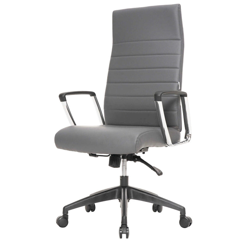 Chaise de bureau de conférence LeisureMod Hilton moderne à dossier haut en cuir