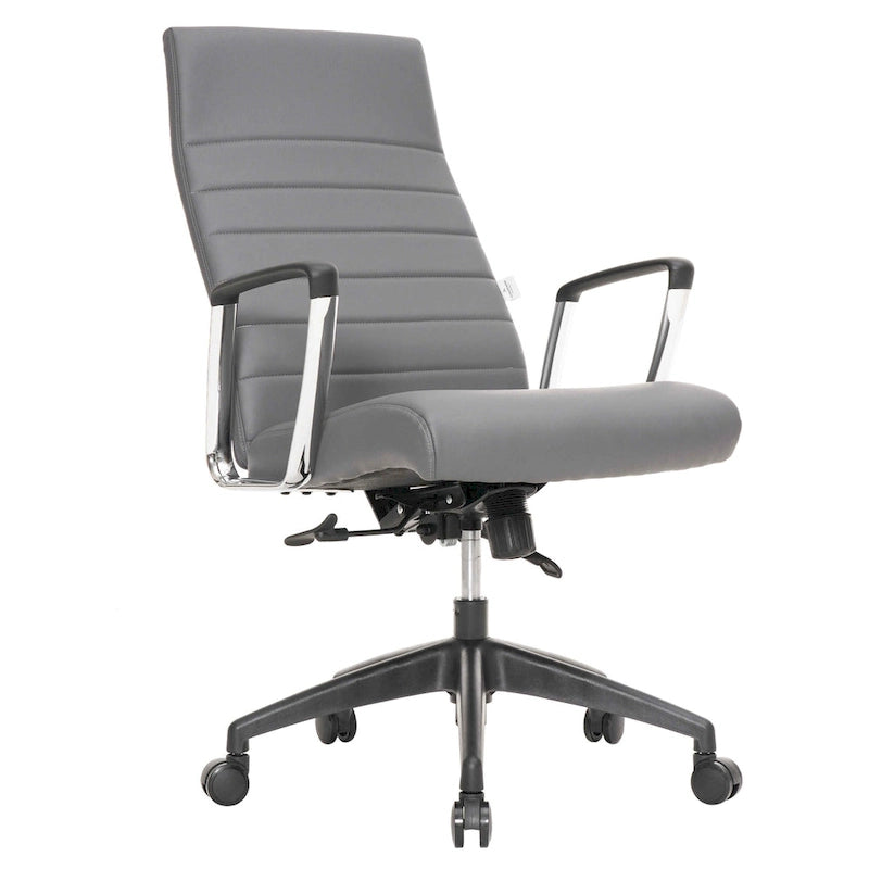 Chaise de bureau de conférence LeisureMod Hilton moderne à dossier haut en cuir