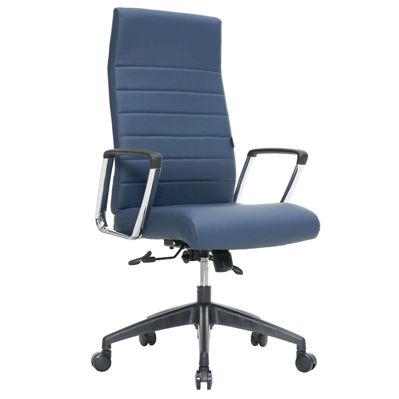 Chaise de bureau de conférence LeisureMod Hilton moderne à dossier haut en cuir