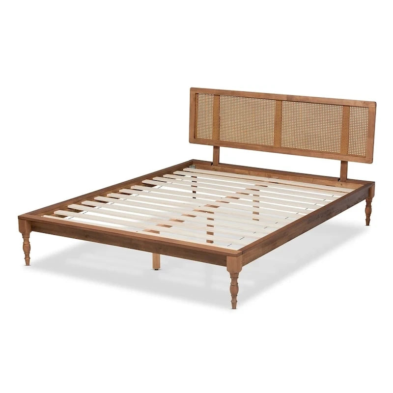 Lit plateforme en bois et rotin synthétique Ullared Carson Carrington