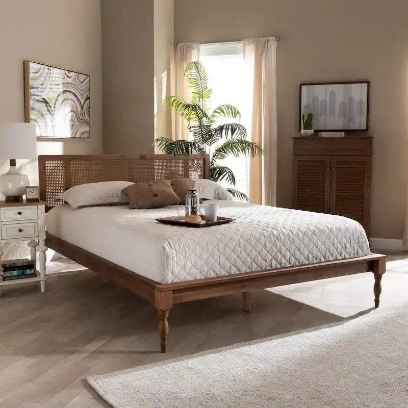 Lit plateforme en bois et rotin synthétique Ullared Carson Carrington