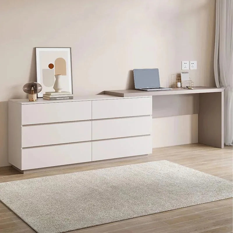97.63 Meuble commode de bureau moderne extensible avec 6 tiroirs