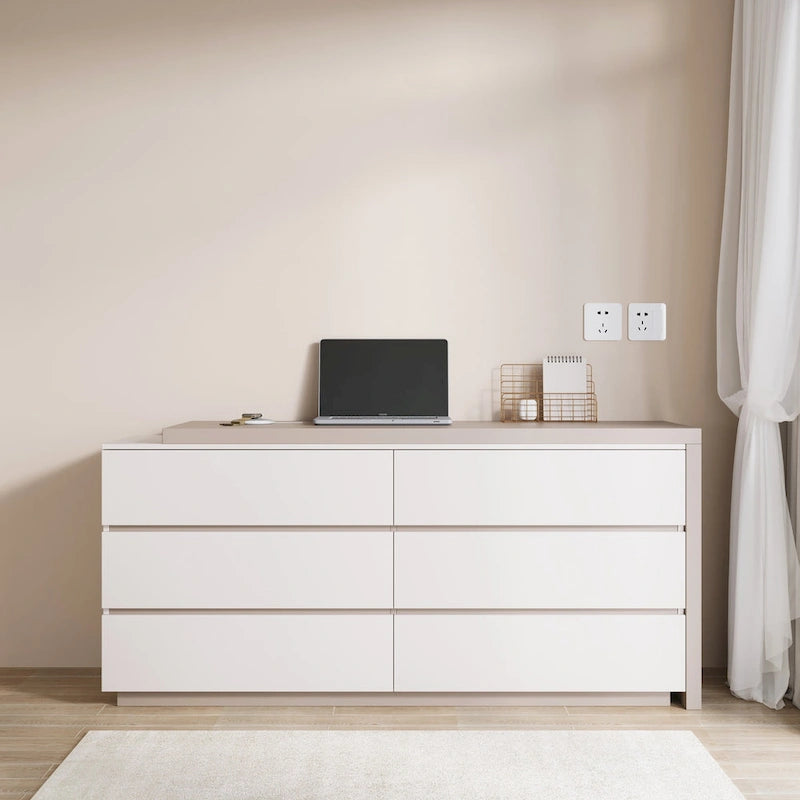 97.63 Meuble commode de bureau moderne extensible avec 6 tiroirs