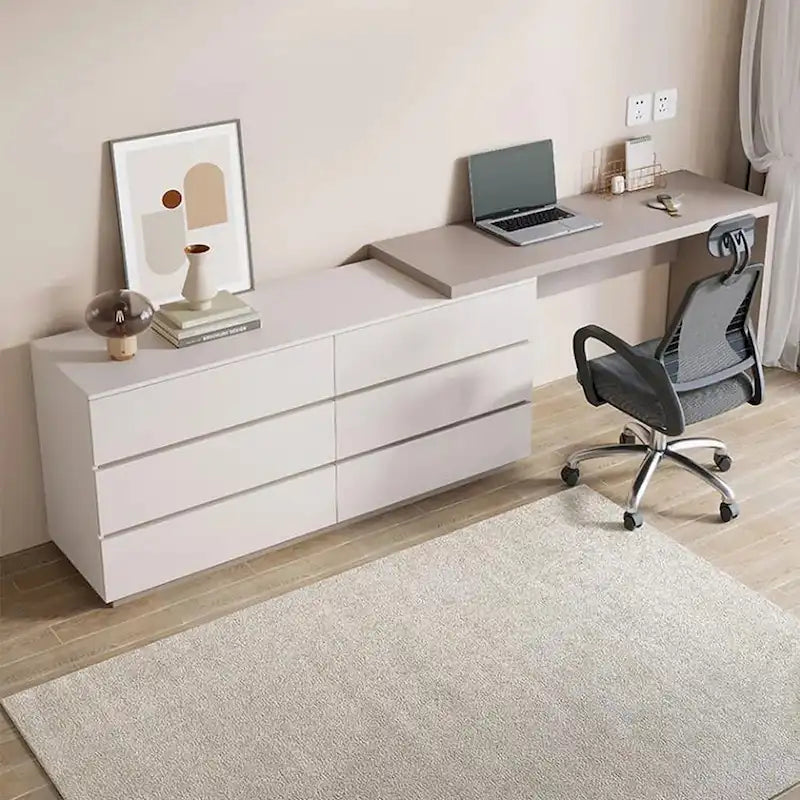 97.63 Meuble commode de bureau moderne extensible avec 6 tiroirs