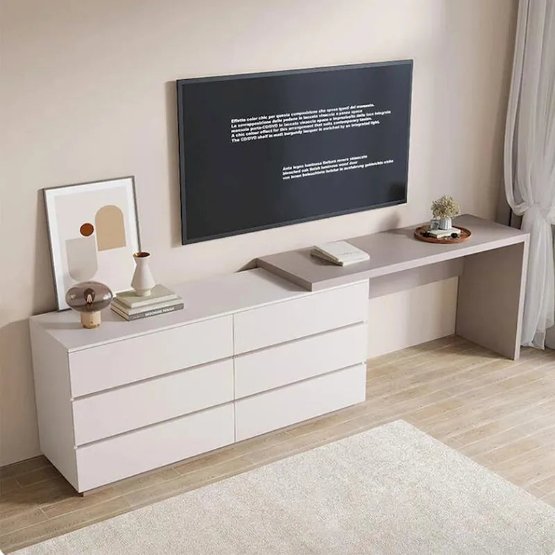 97.63 Meuble commode de bureau moderne extensible avec 6 tiroirs