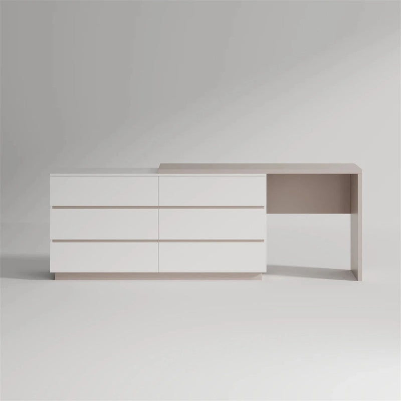 97.63 Meuble commode de bureau moderne extensible avec 6 tiroirs