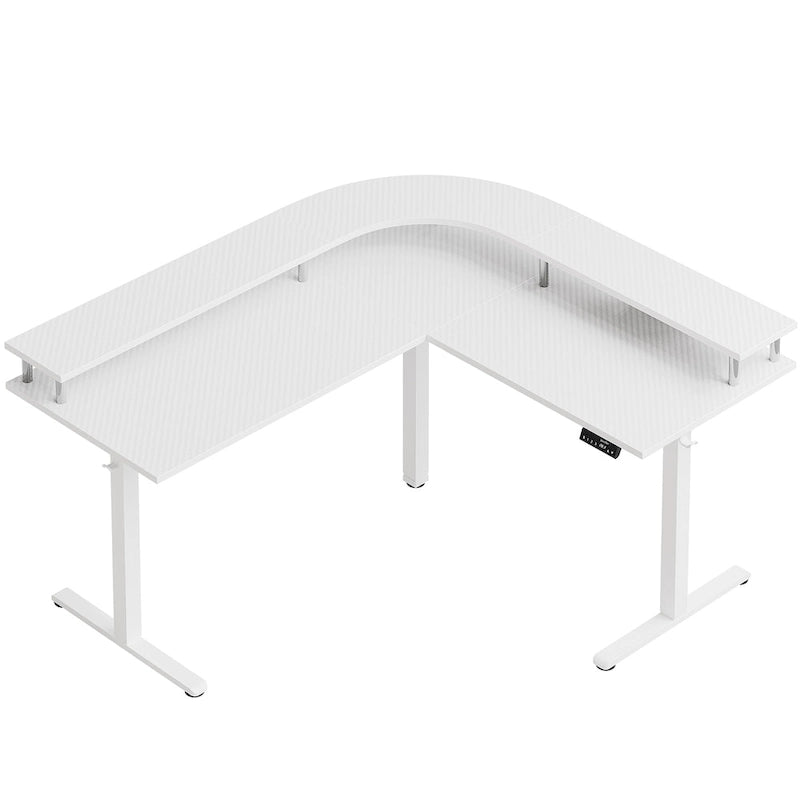 Bureau de jeu en forme de L de 63 po avec hauteur réglable, support de moniteur ergonomique, bureau d'angle
