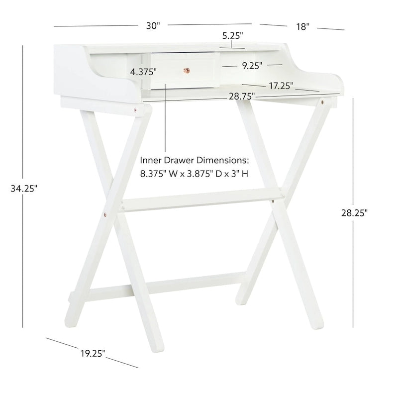 Bureau pliant en bois massif Clover