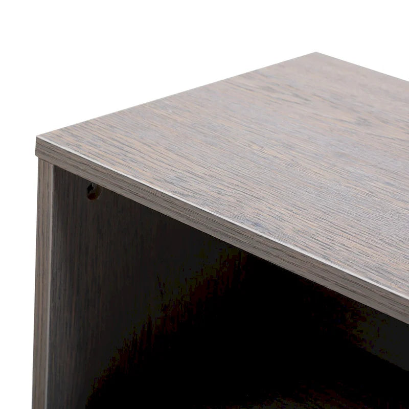 Table de chevet en bois avec tiroir et compartiment de rangement ouvert, lot de 2, Gris