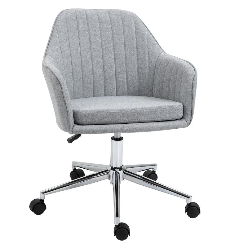 Chaise de bureau Vinsetto à dossier mi-haut : design en forme de baquet, dossier à motif ligné, roulettes pivotantes - 23,25*24*37,75