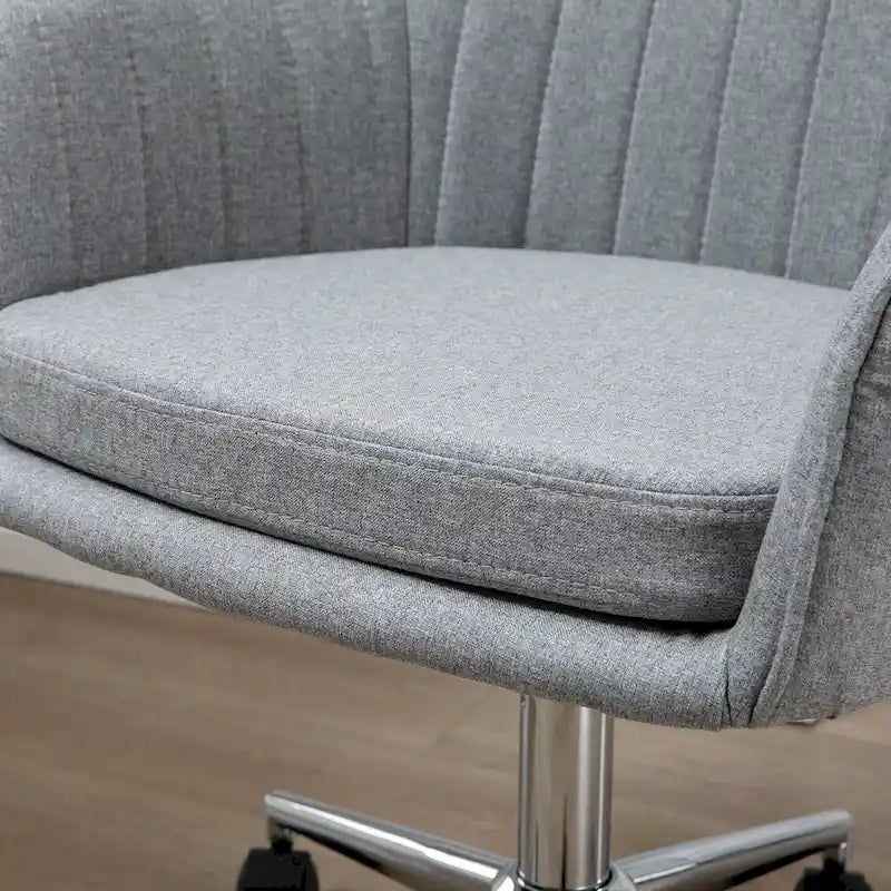 Chaise de bureau Vinsetto à dossier mi-haut : design en forme de baquet, dossier à motif ligné, roulettes pivotantes - 23,25*24*37,75