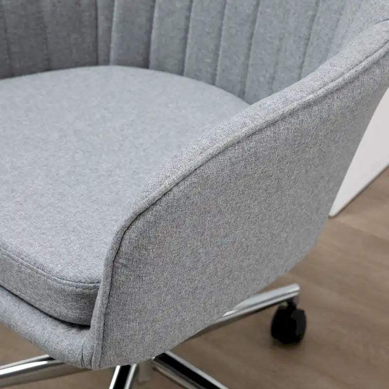 Chaise de bureau Vinsetto à dossier mi-haut : design en forme de baquet, dossier à motif ligné, roulettes pivotantes - 23,25*24*37,75